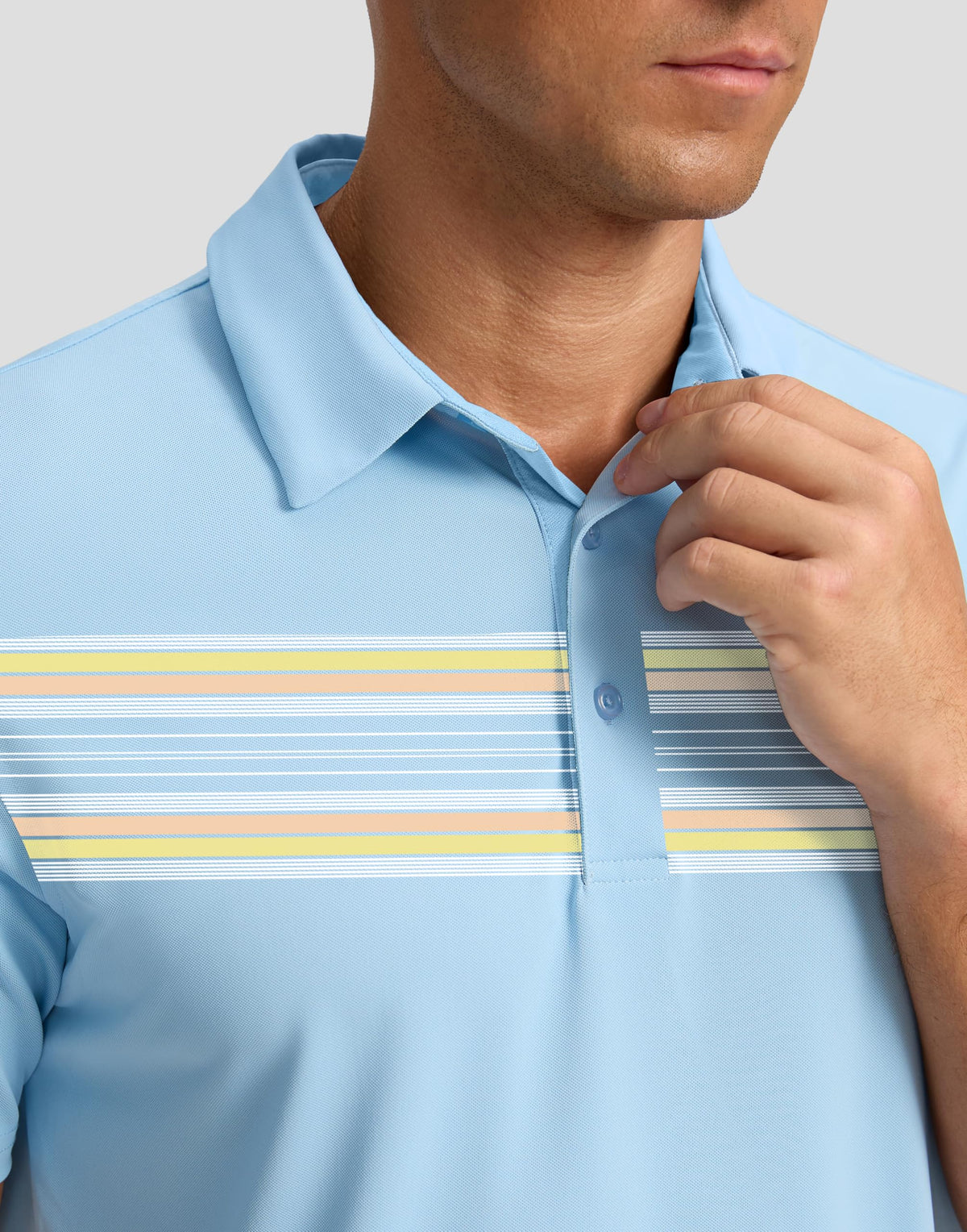 G Gradual Men's Golf Shirts Quick Dry Moisture Wicking Performance Short Sleeve Collared Polo Shirts for Casual Athletic Business (Light Blue Stripes, M)
