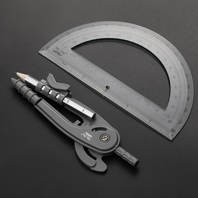 Mr. Pen- Compass and Protractor Set, Math Compass for Geometry and Drawing
