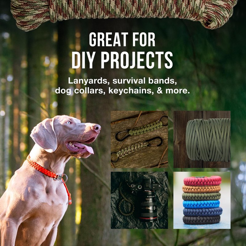 Mossy Oak Green Paracord Rope 750 with 11 Inner Strands | 50ft Nylon String, Tactical Survival Gear for Camping, Hunting, Fishing, Hiking, Crafting & DIY | Durable & Lightweight, 4mm Parachute Cord