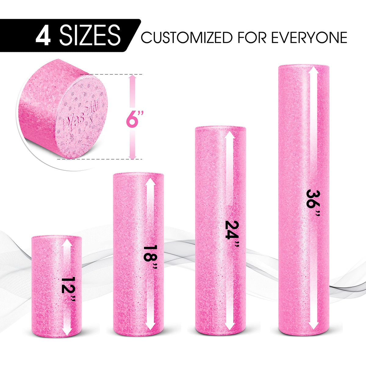 Yes4All Foam Roller, EPP High-Density Material, High Firmness Level, Back Roller for Athlete & Professional, Suitable for Full Body Massage, Yoga & Pilates, Fuchsia Rose, 36 Inch