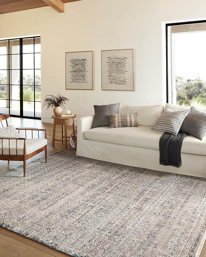 Loloi Amber Lewis Alie Collection ALE-04 Sky/Stone 7'-10'' x 7'-10'', .13'' Pile Height, Round Area Rug
