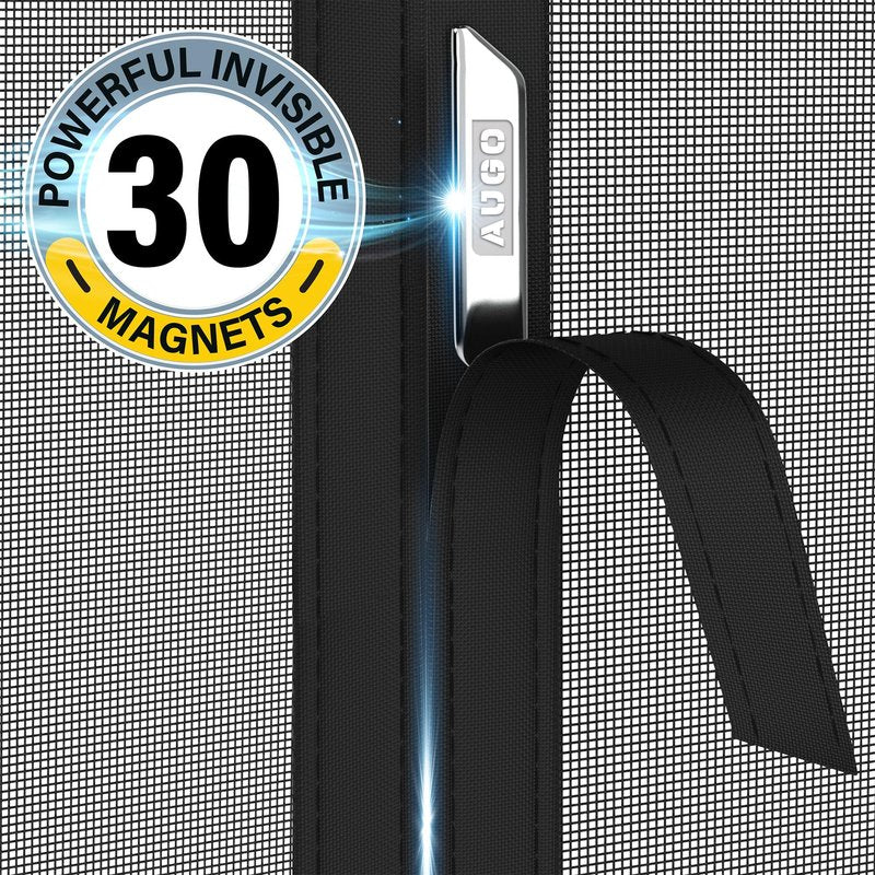 AUGO Garage Door Screen, 2 Car 8x7FT, Fiberglass mesh with Magnetic Closure, Heavy Duty Weighted Bottom, Easy Assembly & Pass, Hands Free Screen Door