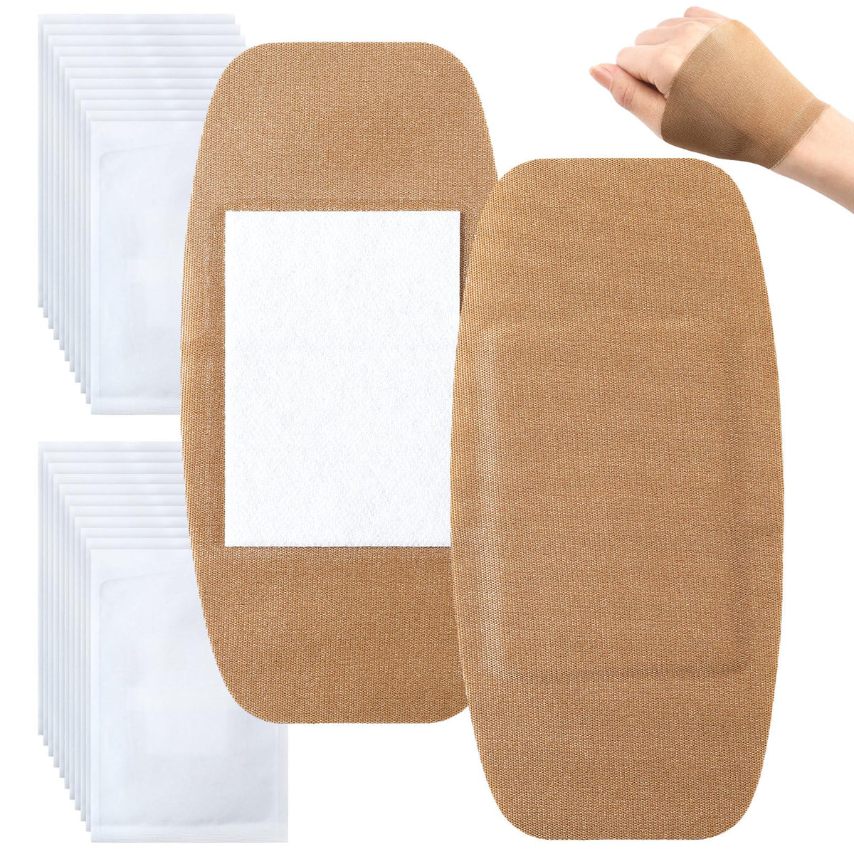 Geiserailie 20 Pcs Extra Large Flexible Adhesive Bandages 6"x3" Fabric Bandages with Non-Stick Pad Latex Free Painless Removal for Wound Care and First Aid