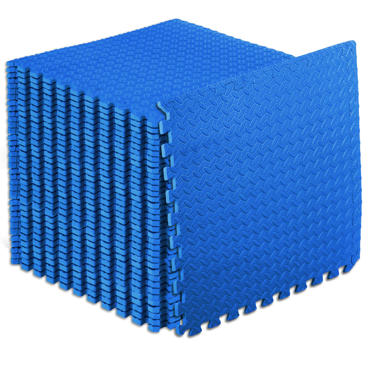 ProsourceFit Exercise Puzzle Mat ½-inch, EVA Interlocking Foam Floor Tiles for Home Gym, Workout Equipment, Kids Play Areas, Blue, 144 SQ FT - 36 Tiles