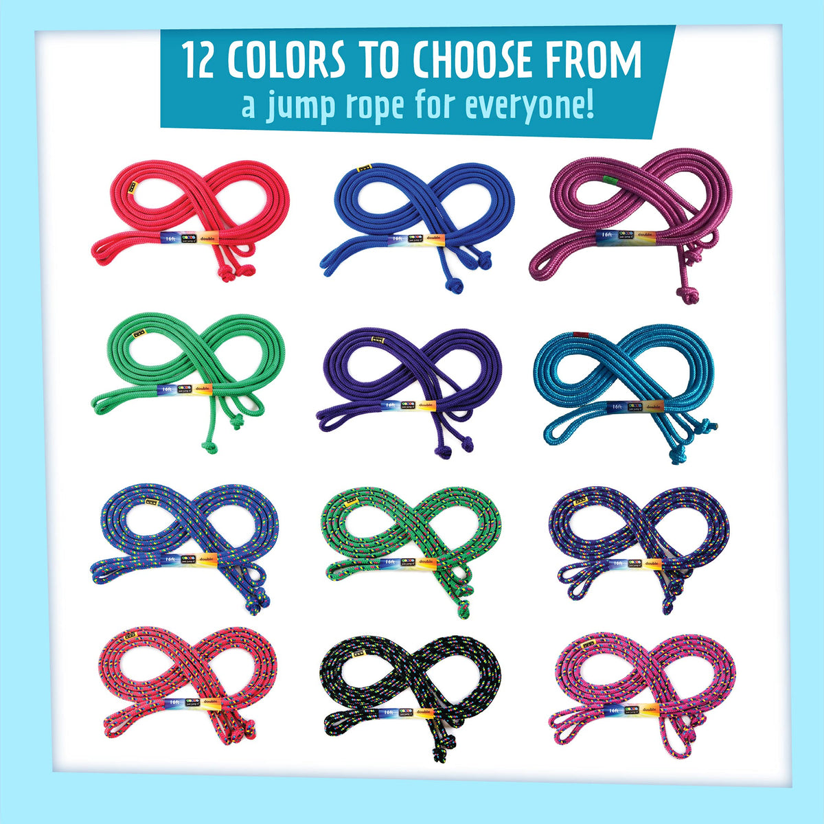 Just Jump It 16' Foot Single Jump Rope - Active Outdoor Youth Fitness - Double Dutch Length - Green Confetti