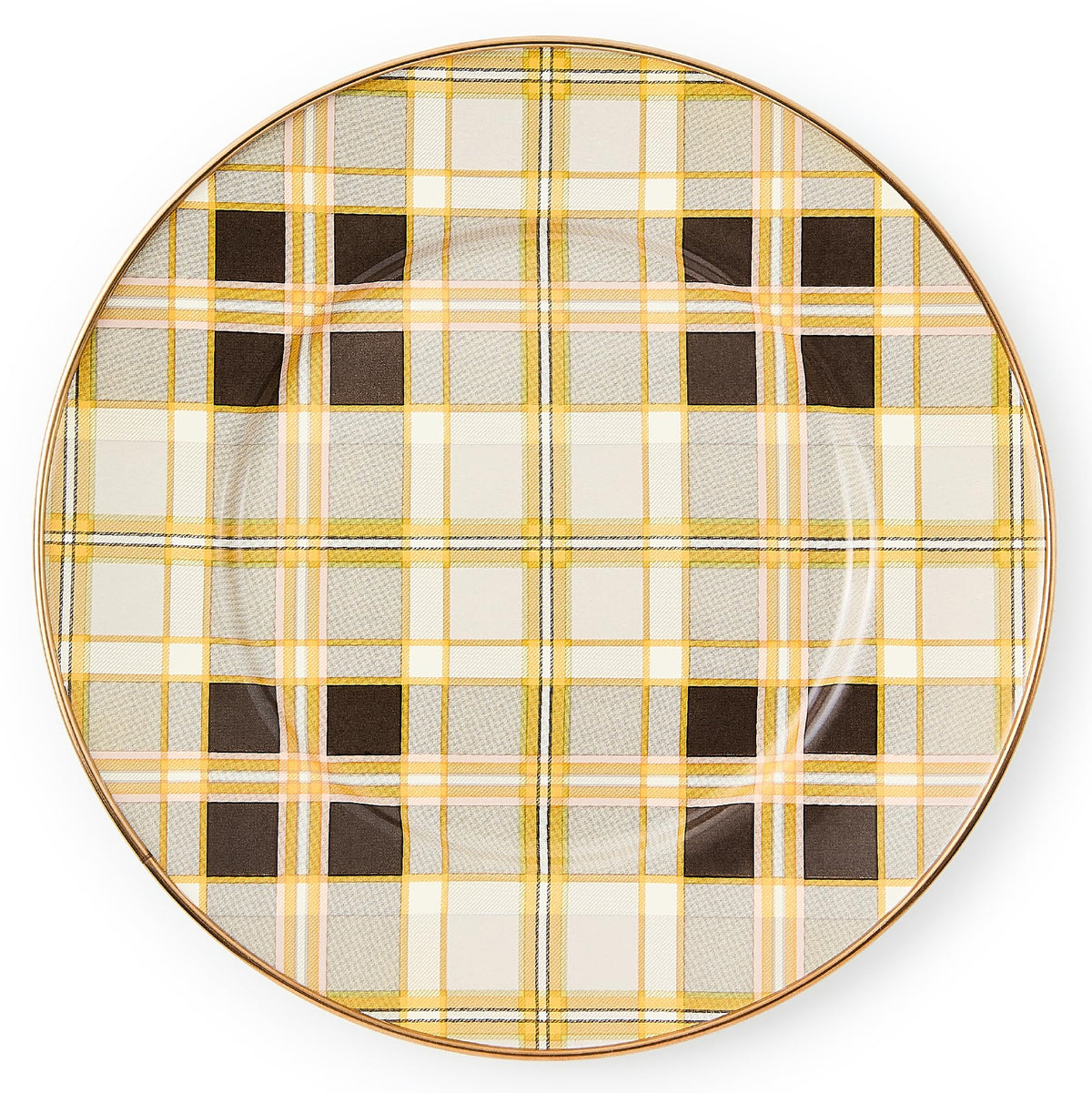MACKENZIE-CHILDS Enamel Dessert Plate Set, Black-and-White Courtly Check