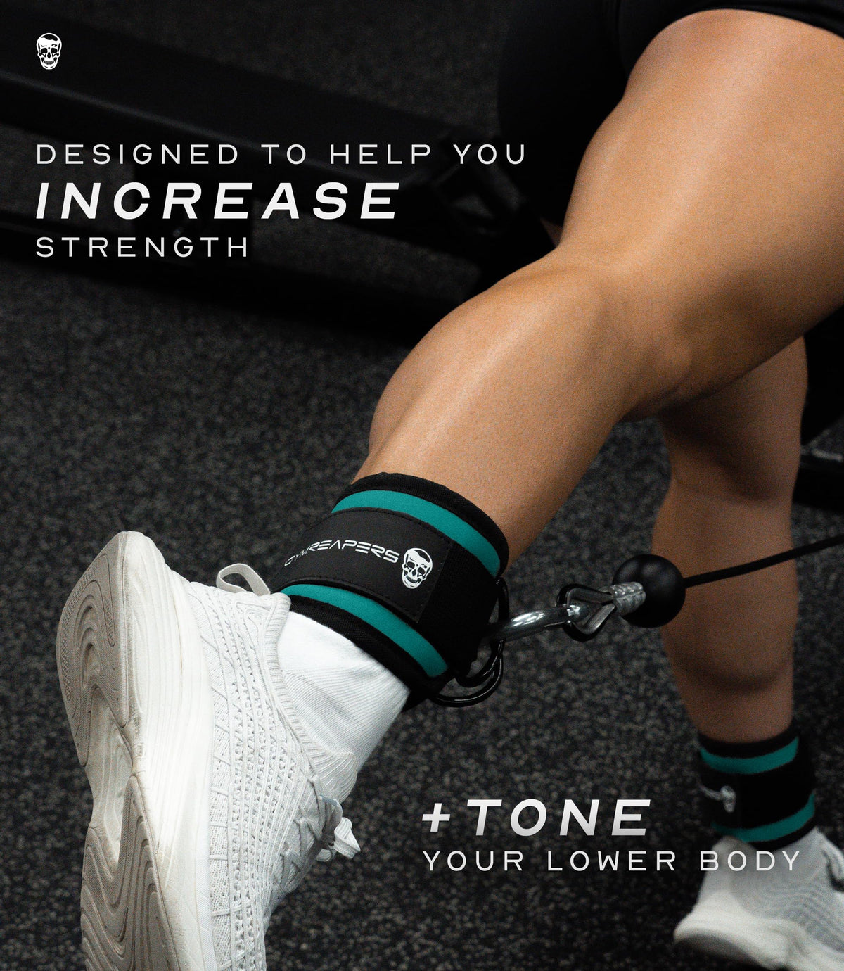 Gymreapers Ankle Straps (Pair) For Cable Machine Kickbacks, Glute Workouts, Lower Body Exercises - Adjustable Leg Straps with Neoprene Padding (Cyan, Pair)