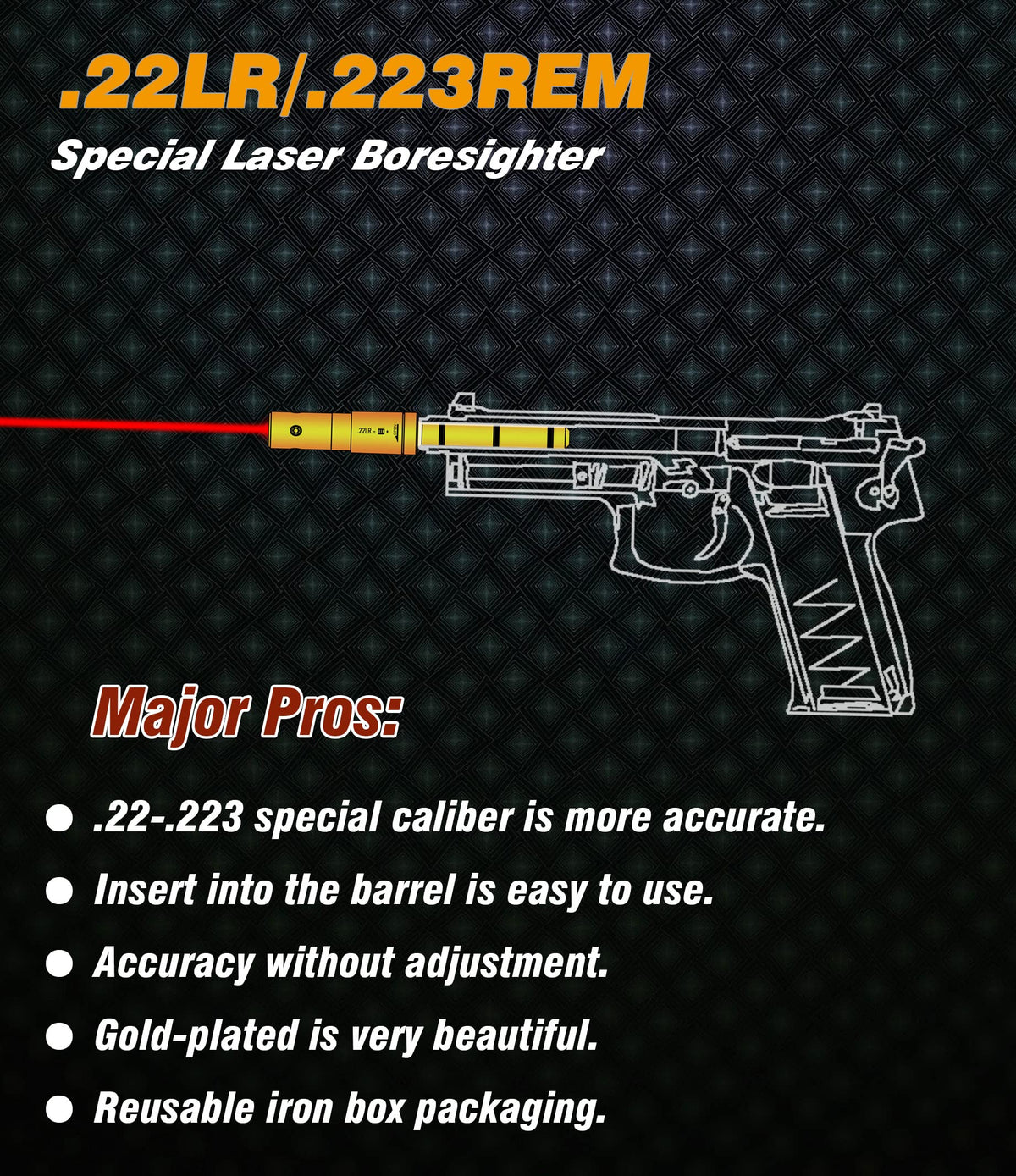 BOOLIT EYE .22LR/223REM Special Laser Boresighter End Barrel Laser Bore Sight Accurately and Easy to Fit Revolvers Pistols Rifle and Air Guns(.22LR/223REM)