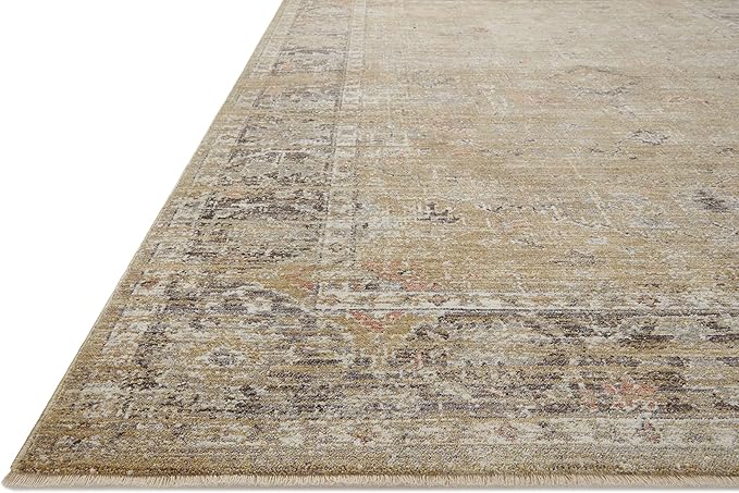 Loloi Magnolia Home by Joanna Gaines Millie Collection MIE-03 Gold/Charcoal 3'-6" x 5'-6", .25" Pile Height, Accent Rug