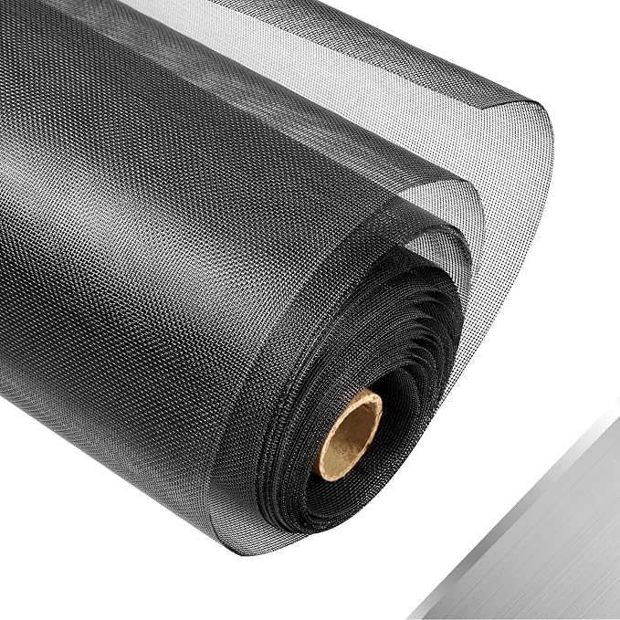 304 Stainless Steel Mesh Window Screen Roll, 35IN x 10FT Black Metal Window