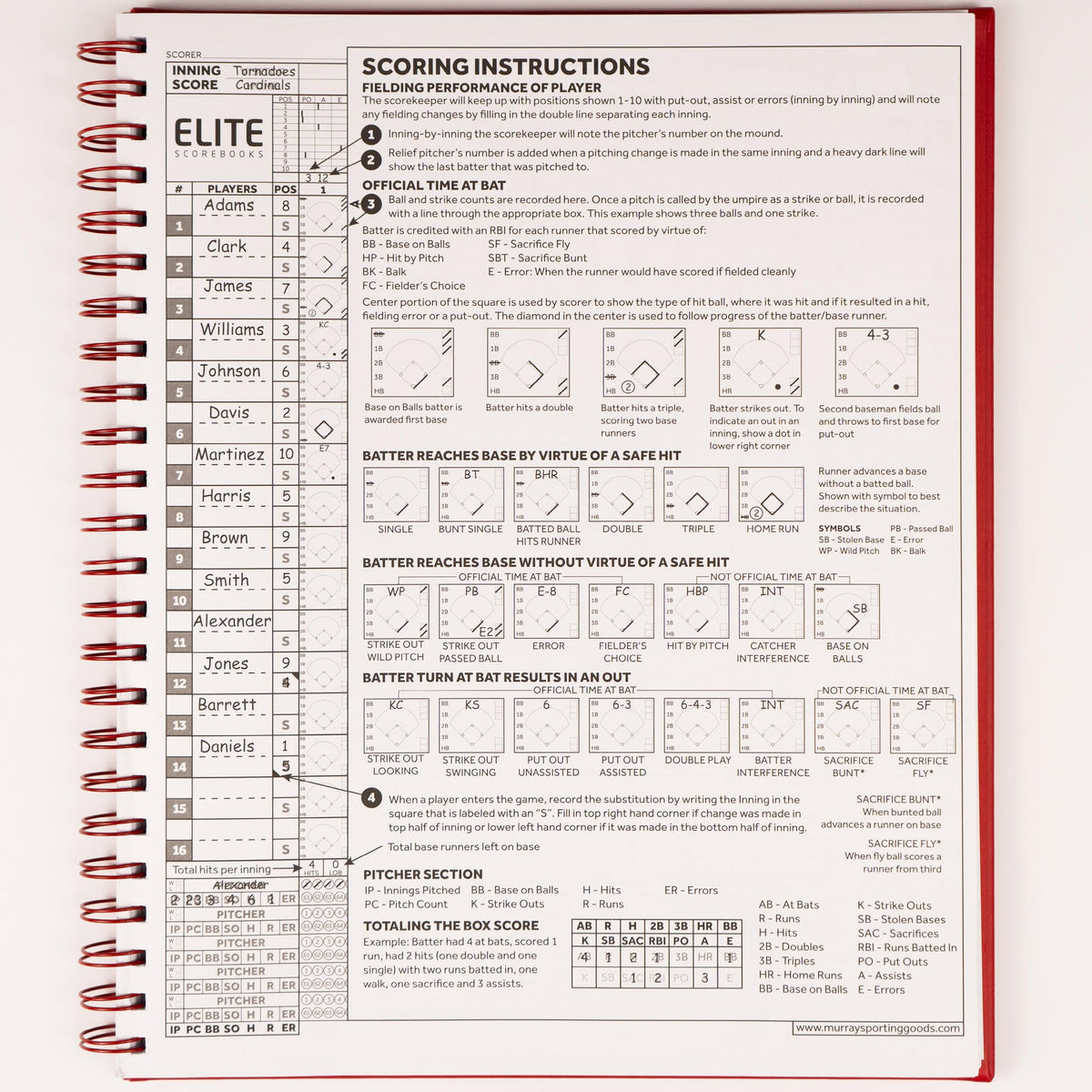 Murray Sporting Goods Elite Clipboards Premium Baseball/Softball Scorebook - 60 Games | Stats Score Keeper Book for Adult & Youth Baseball/Softball