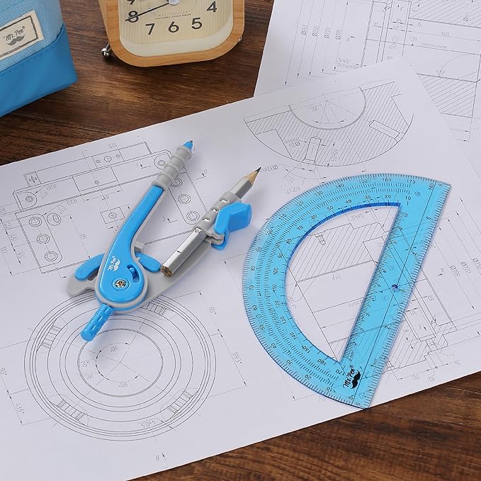 Mr. Pen- Compass and Protractor Set, 12 Sets, Colorful, Bulk Math Compass for Geometry and Drawing