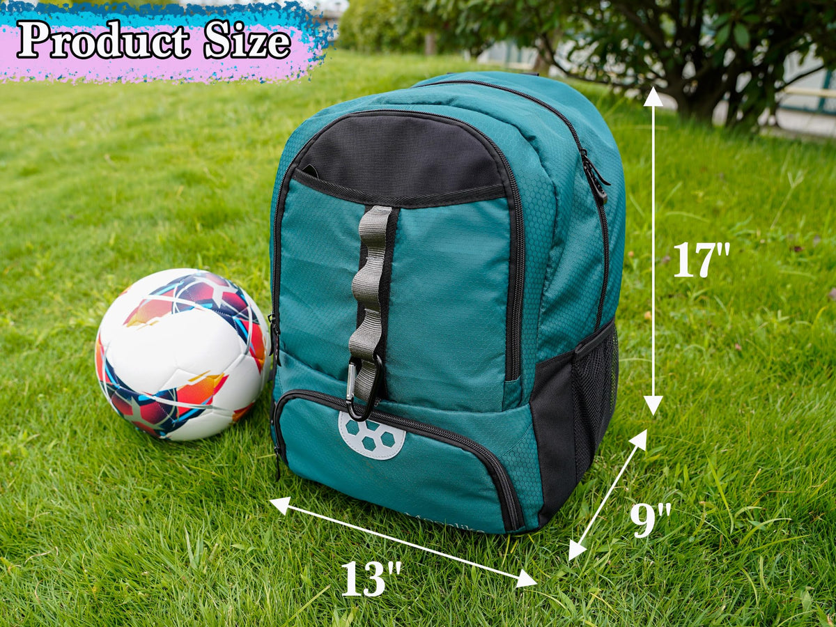 Moonlike Youth Soccer Bag, Soccer Backpack for Football Volleyball Basketball, Backpack with Ball Compartment and Ball Holder (Green)