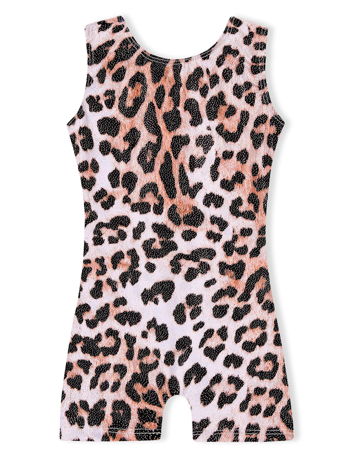 Domusgo Leotard for Girls Gymnastics Size 4t 5t Sparkly Brown Leopard Dance Biketard with Shorts