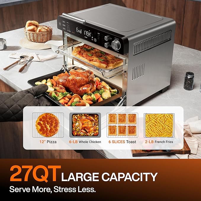 Typhur Sync Air Fryer Oven with Wireless Meat Thermometer Probe, AI Recipes