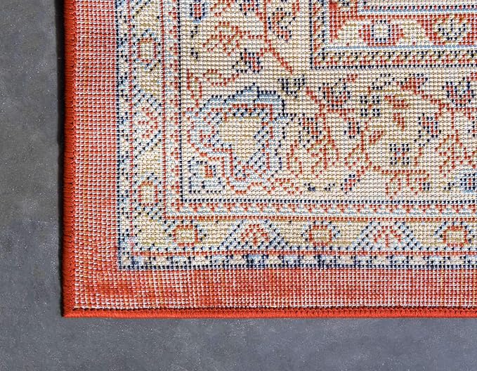 Unique Loom Reza Collection Traditional Persian Style Area Rug, 5 x 8 ft, Terracotta/Ivory