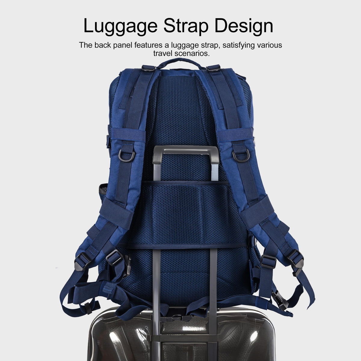LHI Military Tactical Backpack for Men and Women 50L Army 3 Days Assault Pack Bag Large Rucksack with Shoe Compartment - Blue