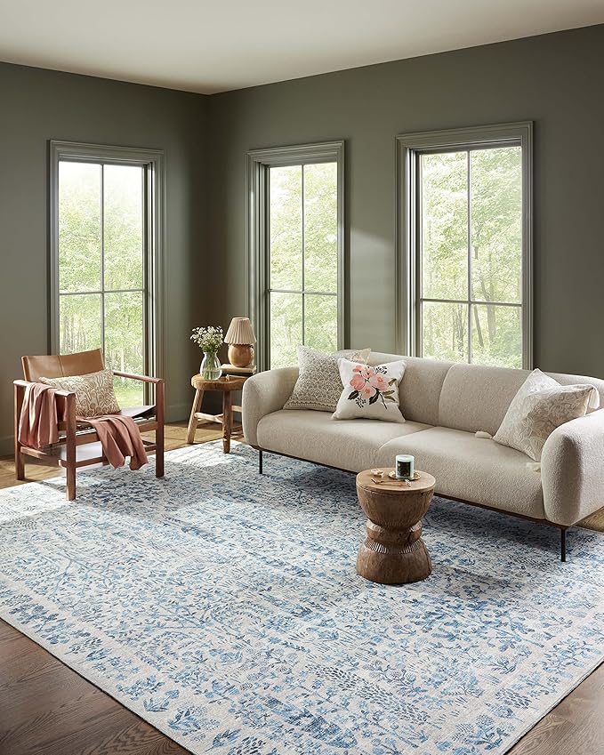 Loloi Rifle Paper Co. Maison Collection MAO-07 Blue 3'-9" x 5'-6", .19" Pile Height, Accent Rug