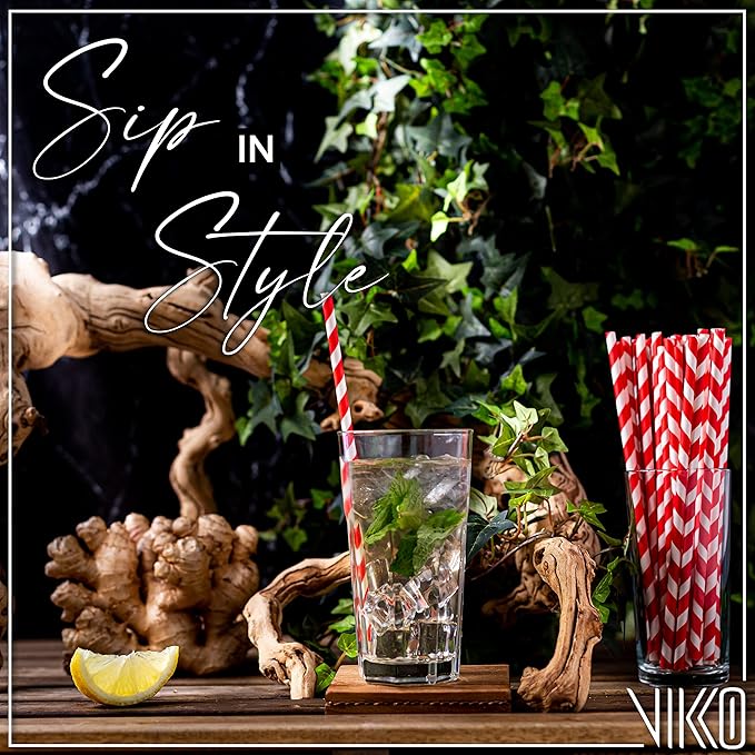 Vikko Drinking Glasses, 11 Ounce Glass Cups, Durable Glasses Drinking Set of 6, Tall Water Glasses, Stackable Highball Glasses, Heavy Base Tumblers & Water Glasses, Dishwasher Safe Cups