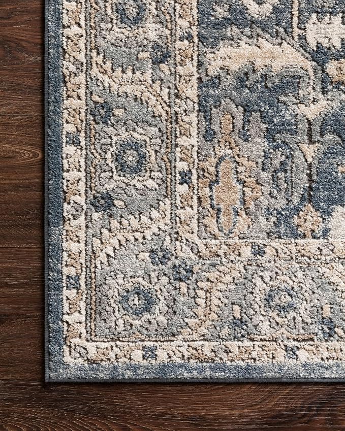 Loloi Teagan Collection TEA-03 Denim/Pebble 11'-6" x 15' Area Rug, Large, Soft Neutral Rug, High-Traffic for Living Room, Bedroom, Home Office, Dining Area