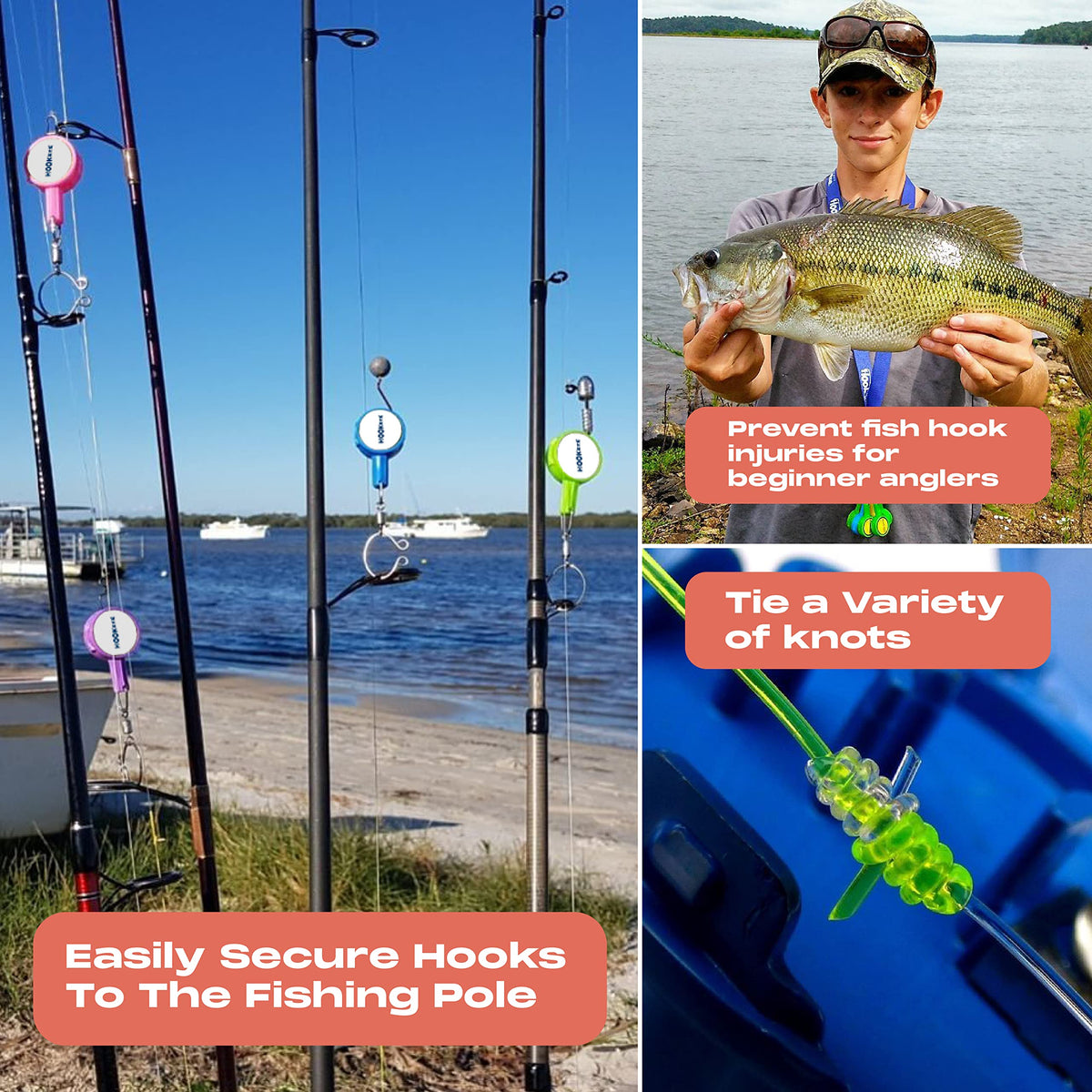 HOOK-EZE New All in One Nail Knot Tying Tool | Pack of 2 | Protect from Fish Hooks | Tie Fishing Knots Easily | Cool Gadgets | Ice & Fly Fishing Gifts & Accessories for Beginner Anglers - Turquoise