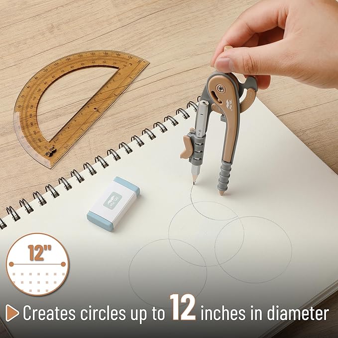Mr. Pen- Compass and Protractor Set, Math Compass for Geometry and Drawing