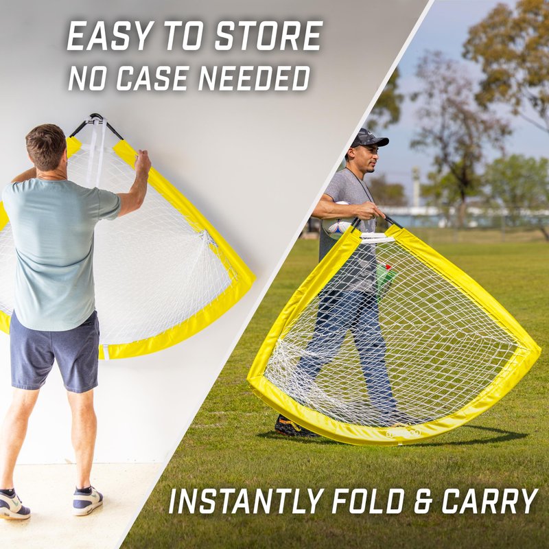 GoSports Team Tone 6 ft x 4 ft Portable Soccer Goal for Kids - Pop Up Net for Backyard - Yellow