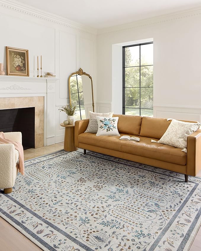 Loloi Rifle Paper Co. Maison Collection MAO-05 Wisteria Cream 8'-4" x 11'-6", .19" Pile Height, Area Rug