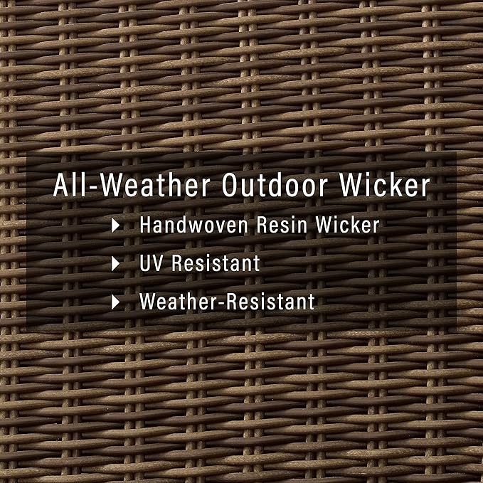 Crosley Furniture Bradenton Wicker Outdoor Ottoman Foot Rest for Patio, Deck, Porch, Brown with Sangria Cushions