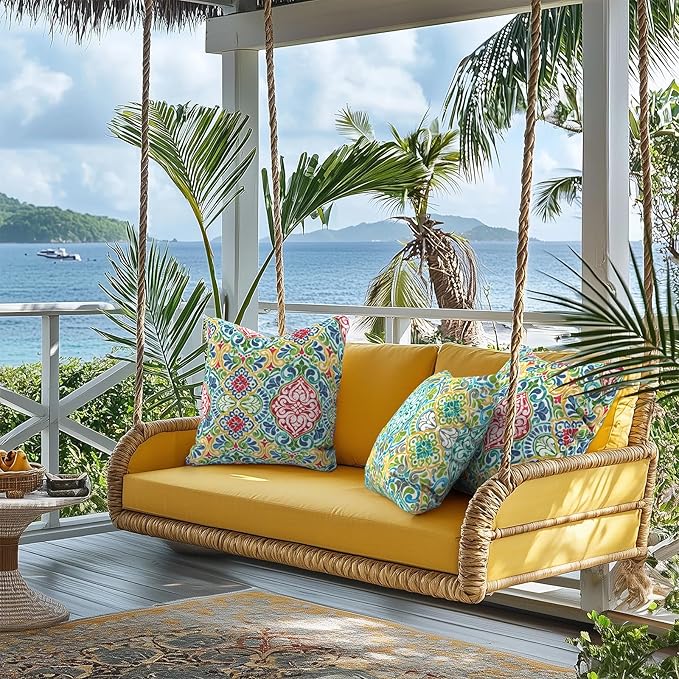 Outdoor Throw Pillow Covers 18”x18”, Decorative Pillow Covers for Patio Furniture, Modern Cushion Cases for Garden Couch Home Sofa Bed Office Chair, Pack of 2,Damask Green