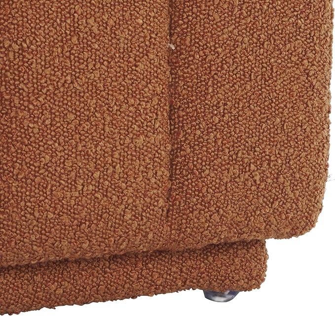 SAFAVIEH Home Collection Joseph Rust Boucle Channel Tufted Square Ottoman Seat Foot Rest (Fully Assembled)