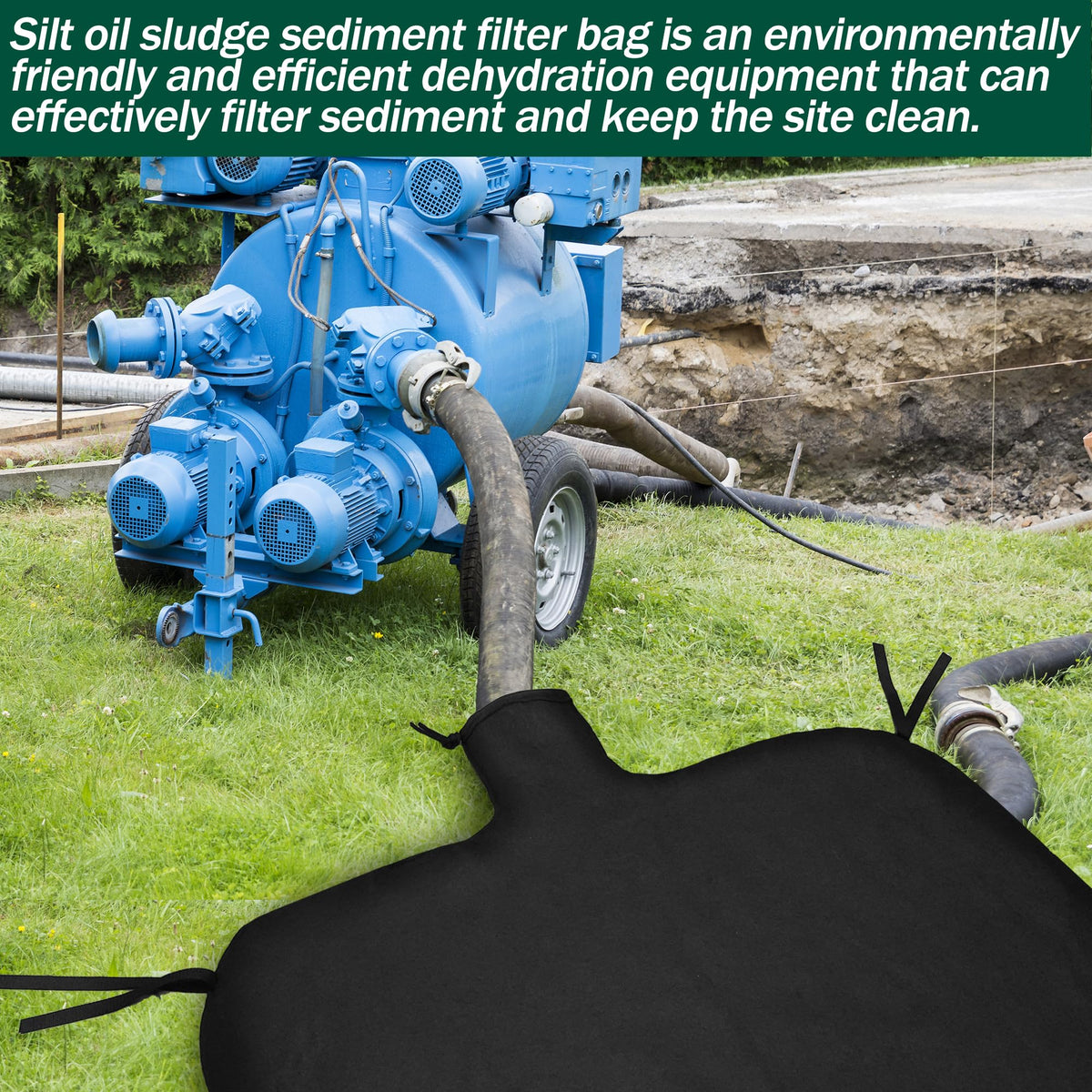 5 x 10ft Dewatering Bags with Drawstring Extra Large Dewatering Filter Bag Silt Oil Sludge Sediment Filter Bag Non Woven Geotextile Fabric Filter Bags for Construction Sites Dredging