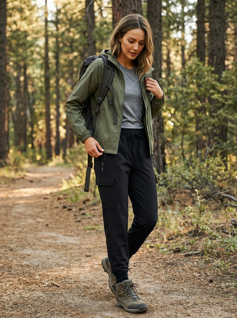 Libin Women's Cargo Joggers Lightweight Quick Dry Hiking Pants Athletic Lounge Casual Travel Petite, Black XL