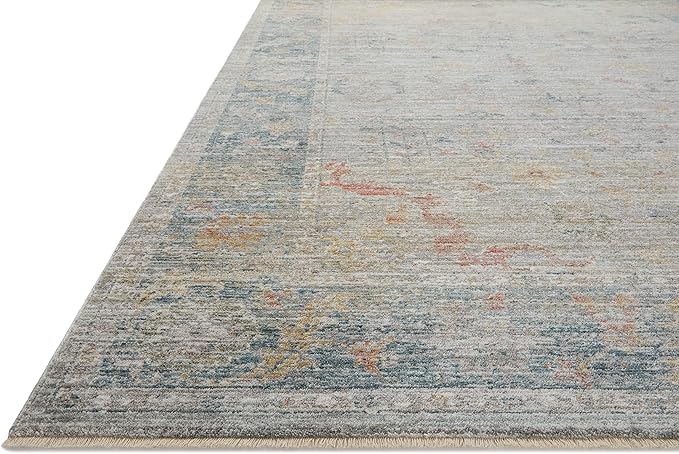 Loloi Magnolia Home by Joanna Gaines Millie Collection MIE-04 Slate/Multi 9'-6" x 9'-6", .25" Pile Height, Round Area Rug