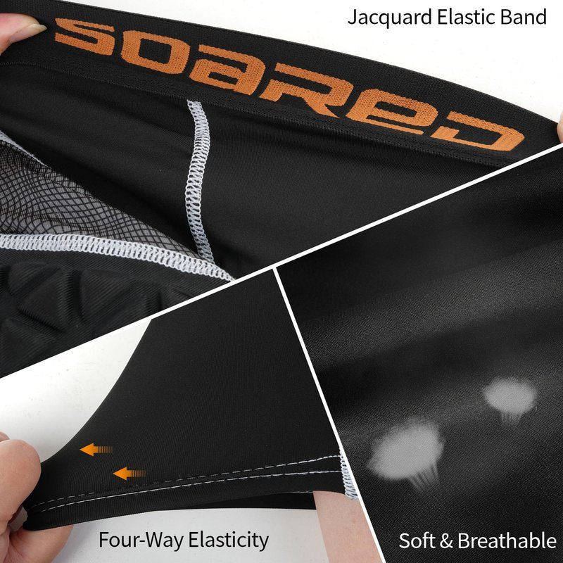 Soared Youth Sliding Shorts Baseball XPE Padded Slider Shorts Protective Compression Short for Football Lacrosse Softball Baseball Black