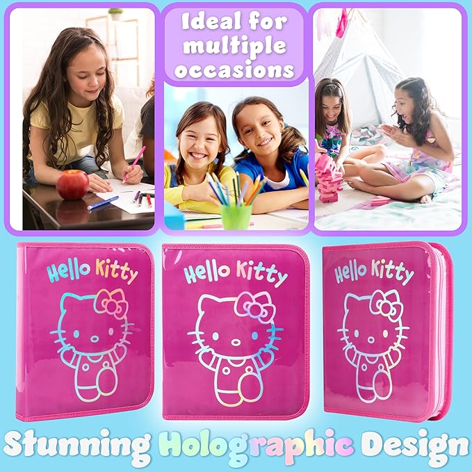 Hello Kitty Sanrio Pencil Case Kids Colored Pencils Markers Kawaii Kuromi Stationery Gifts for Kids (Pink Hello Kitty)