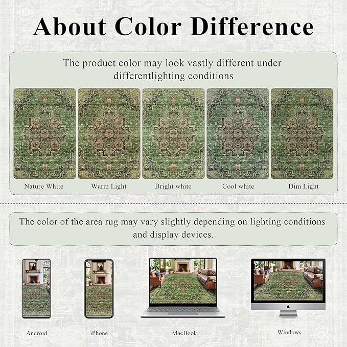2x6 Vintage Runner Rug Low Pile Runners Non-Slip Machine Washable Rug Retro Distressed Print Lightweight Carpet for Hallway Kitchen Living Room Bedroom Laundry Room