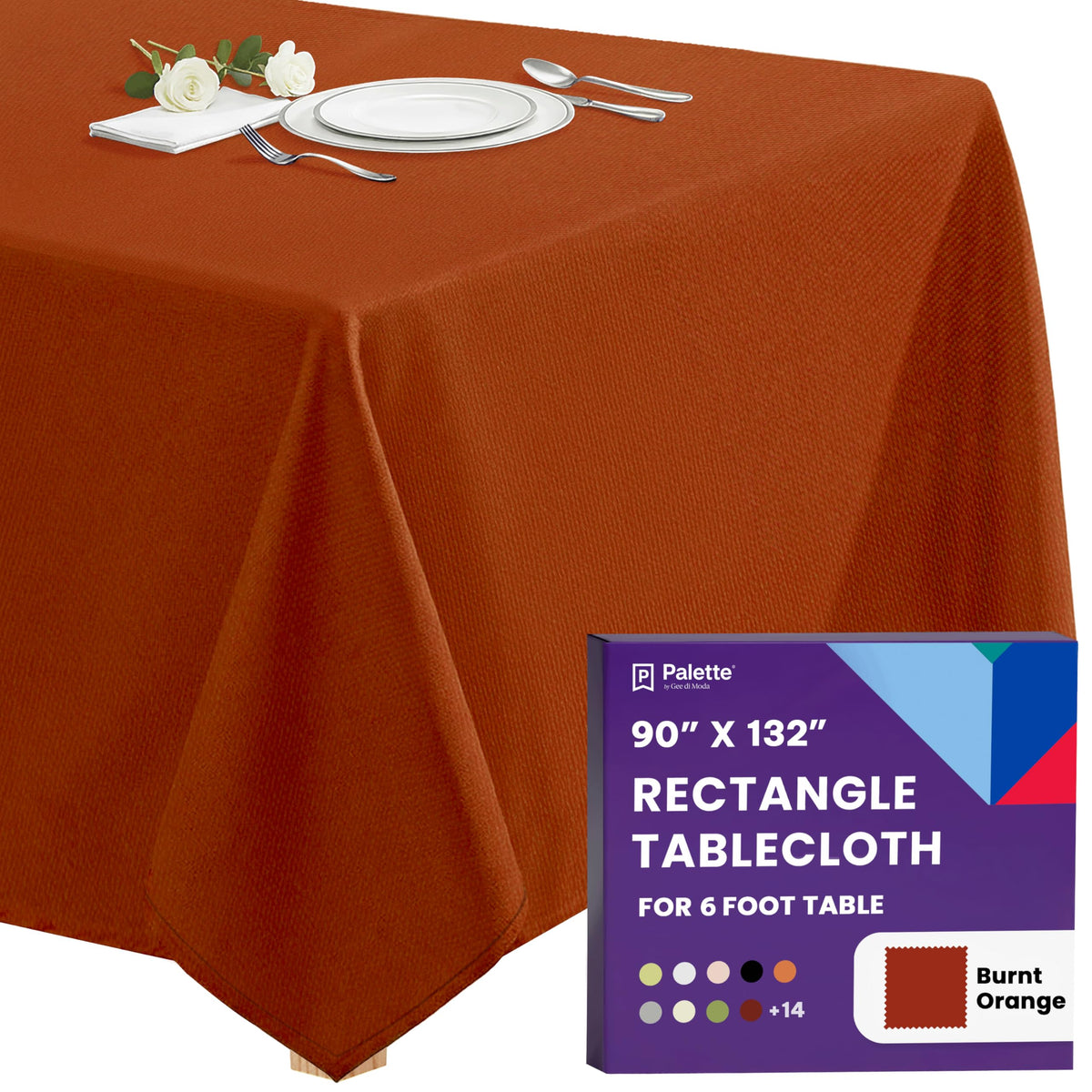 Gee Di Moda Rectangle Tablecloth - 90 x 132 Inch Black Table Cloth for 6 Foot Tables with Floor-Length Drop - Heavy Duty Washable Fabric for Holiday Party, Dinner, Weddings & Baby Shower