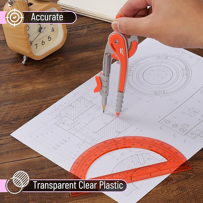 Mr. Pen- Compass and Protractor Set, Math Compass for Geometry and Drawing