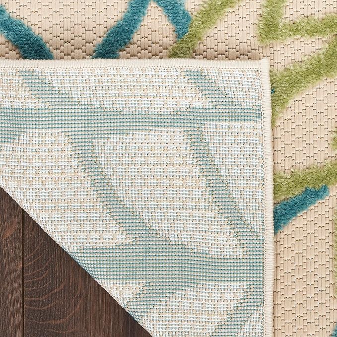Nourison Home Aloha Tropical Indoor/Outdoor Green Multicolor 3'6" x 5'6" Area Rug, Easy Cleaning, Non Shedding, Bed Room, Living Room, Dining Room, Backyard, Deck, Patio (4x6)