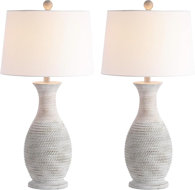 SAFAVIEH Lighting Collection Bentlee Rustic Grey 30-inch Bedroom Living Room Home Office Desk Nightstand Table Lamp Set of 2 (LED Bulbs Included)