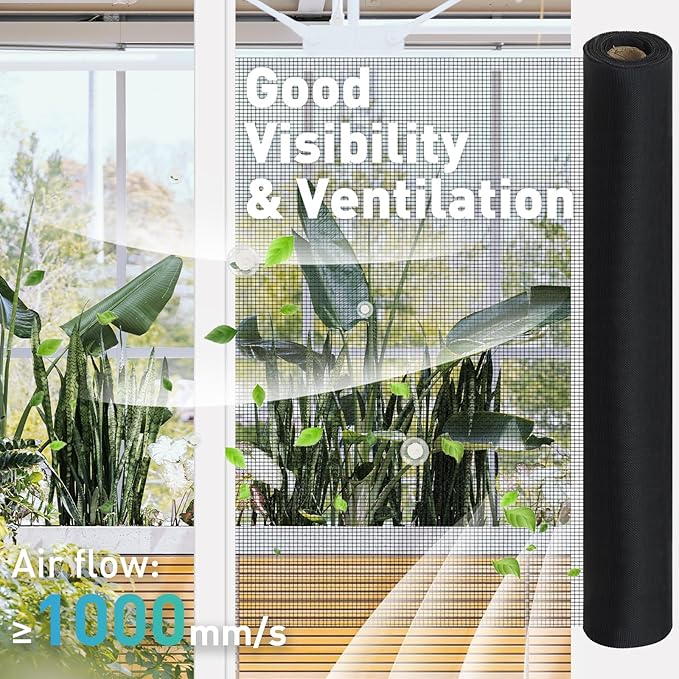 304 Stainless Steel Mesh Window Screen Roll, 35IN x 10FT Black Metal Window