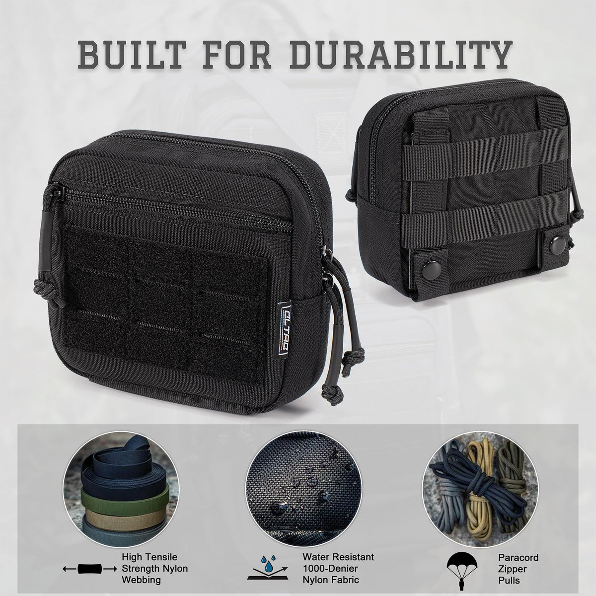 CLTAC Tactical Utility Admin Pouch Compact Molle Pouch EDC Tool Bag Versatile Organized Modular Pouches Include US Flag Patch & D-Ring