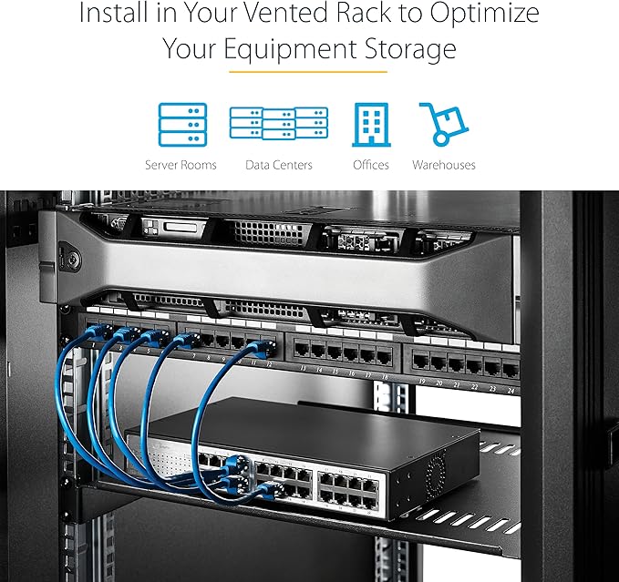 StarTech.com 1U Server Rack Shelf - Vented Rack Mount Cantilever Tray for 19" Network Rack & Cabinet, 44lb/20kg, 10" Deep