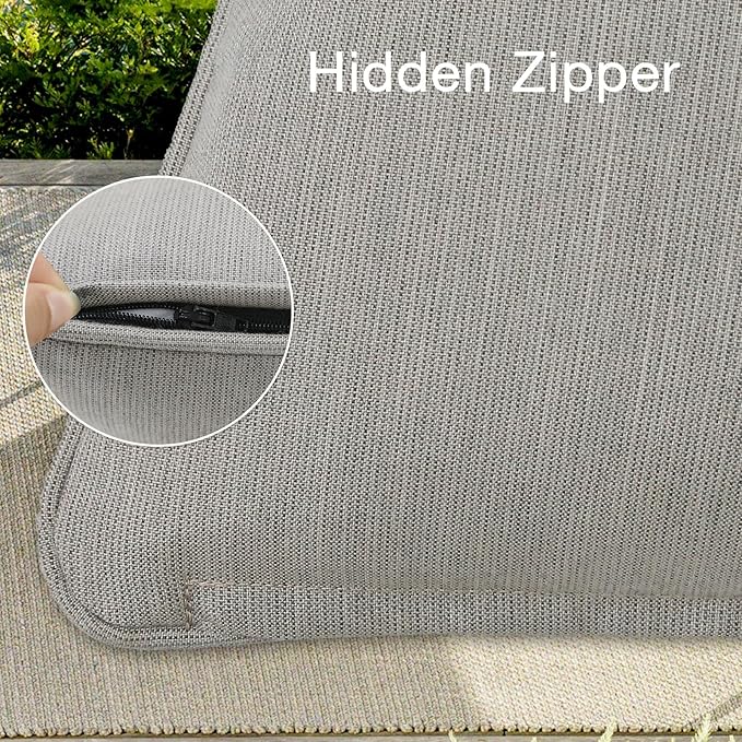 Outdoor Sunbrella Decorative Throw Pillow Covers Only, Pack of 4, 17"x17" & 20"x12" Water Repellent Replacement Lumbar Pillow Case for Patio, Couch, Sofa and Patio Furniture, Specrtum Pebble