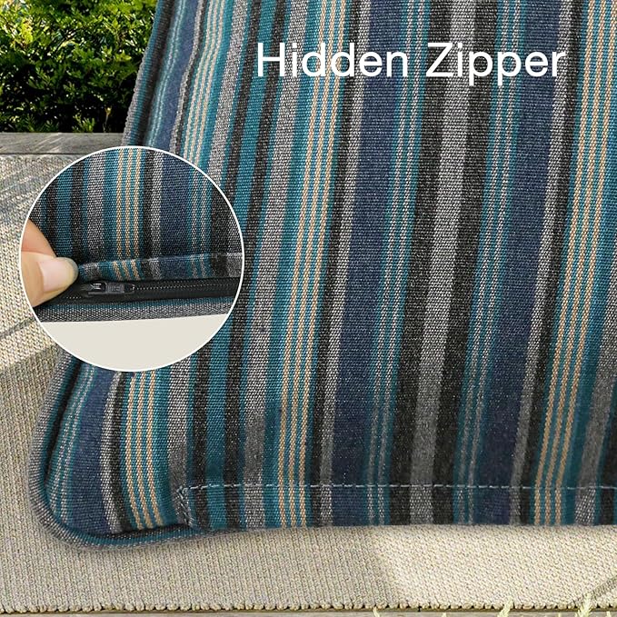Outdoor Sunbrella Decorative Throw Pillow Covers Only, Pack of 4, 17"x17" & 20"x12" Water Repellent Replacement Lumbar Pillow Case for Patio, Couch, Sofa and Patio Furniture, Troupe Dock