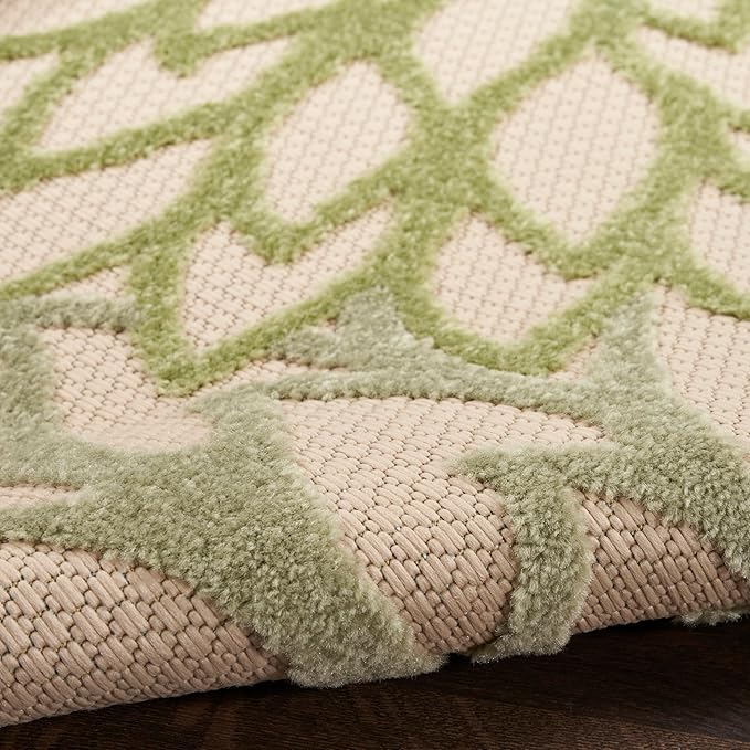 Nourison Home Aloha Tropical Indoor/Outdoor Ivory Green 6' x 9' Area Rug, Easy Cleaning, Non Shedding, Bed Room, Living Room, Dining Room, Backyard, Deck, Patio (6x9)