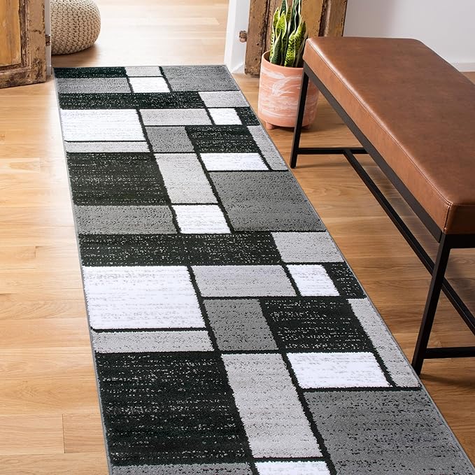 ugshop Contemporary Modern Boxes for Hallway,Living Room,Bedroom,Kitchen Non Shedding Runner Rug 2'7" x 6' Gray