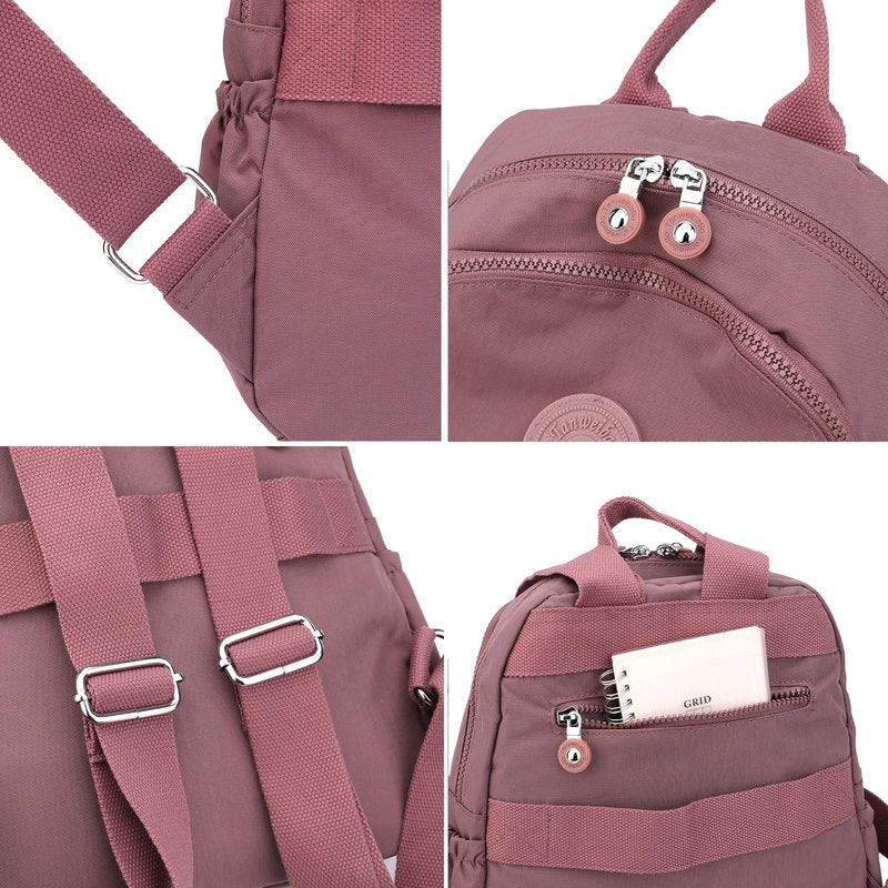 Tanweibago Mini Nylon Women Backpacks,11L Small Ladies backpacks Casual Lightweight Women Shopping Travel Daypack (Carmine)