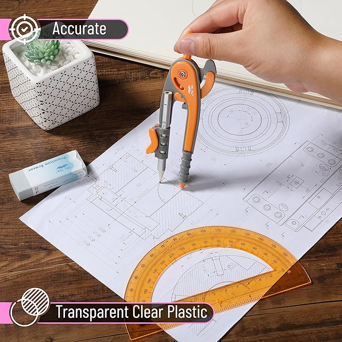 Mr. Pen- Compass and Protractor Set, 12 Sets, Colorful, Bulk Math Compass for Geometry and Drawing